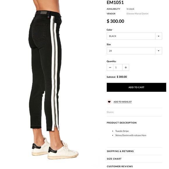 Etienne Marcel EM1051 Black Jeans with Side Zipper Detail - Size 25 - Statement - Picture 3 of 9